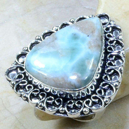 BEYOND BEAUTIFUL CARIBBEAN LARIMAR RING SIZE 7