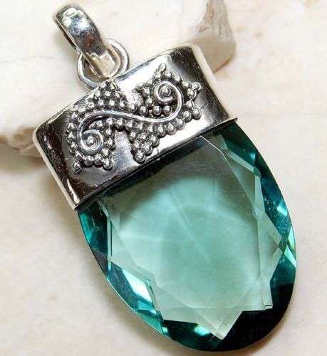 26CT AQUAMARINE 925 SOLID STERLING SILVER PENDANT