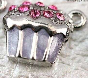Crystal Pruple Cupcake Charm