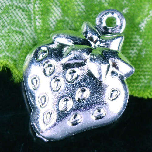 Hollow Two-Sided Strawberry Nice Silver Plated Charms