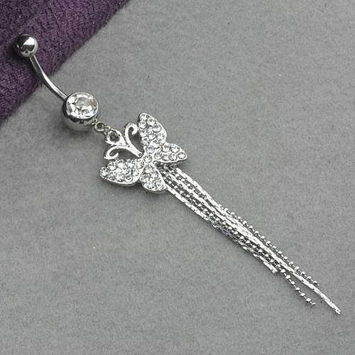 Cubic Zirconia Butterfly Navel Belly Ring