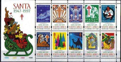1997 SANTA FULL SHEET OF10 STAMPS - UM