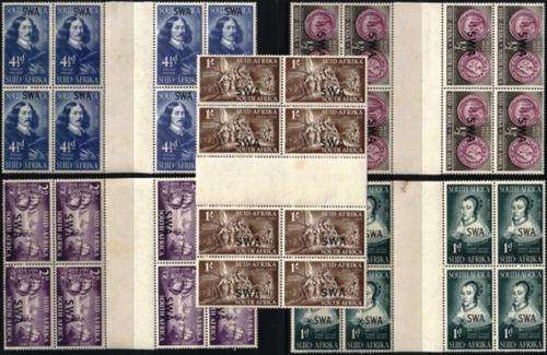 1952 - VAN RIEBEECK - GUTTER BLOCKS OF 4 UM