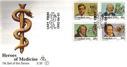 TRANSKEI 1992 - HEROES OF MEDICINE - FD COVER