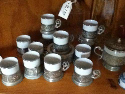 ITALIAN METAL & CERAMIC ESPRESSO MUG SET - PROBABLY WORTH FAR MORE!!!