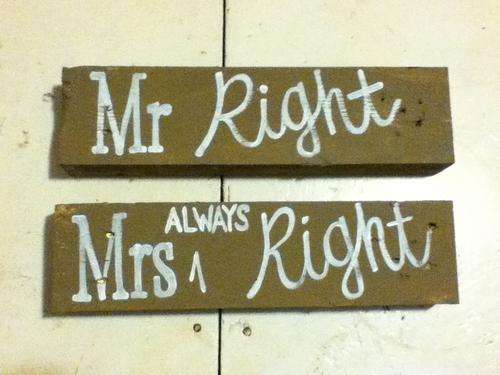 MR RIGHT - MRS ALWAYS RIGHT SHABBY CHIC WEDDING SIGNS