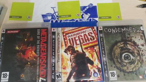 PS3 Games: Condemmed 2, Rainbowsix Vegas, Metalgearsolid 4