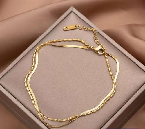 18k double layer stainless still anklet