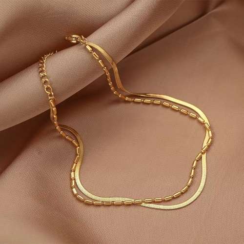 18k double layer stainless still anklet