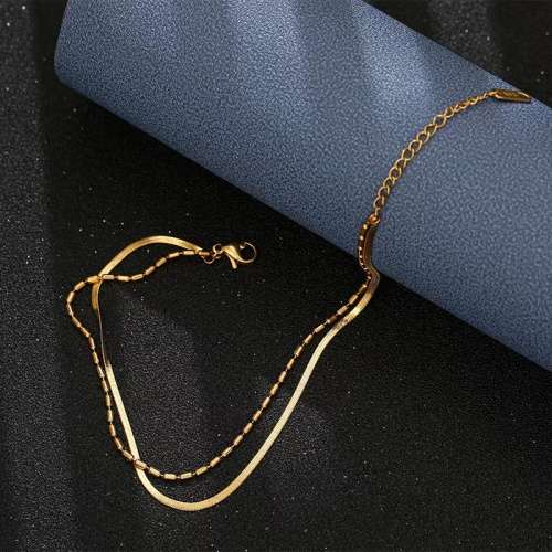 18k double layer stainless still anklet