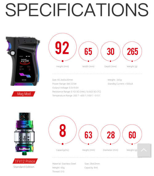 Vape Smok Mag Kit -vape  White Prism And Red Black