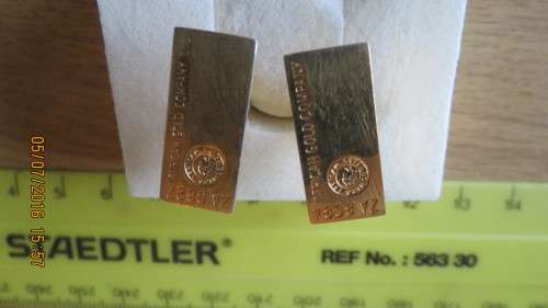 set of gold plated cufflinks with African Gold Company on it, as per photo