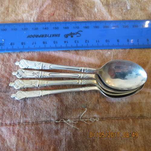 set of 4 silver plated apostles teaspoons, as per photo