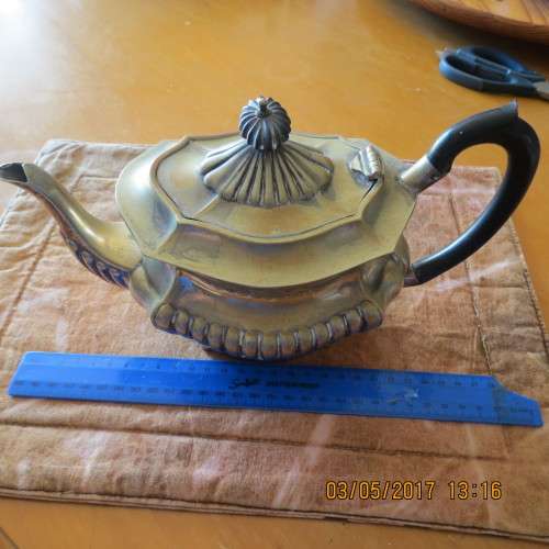 EPNS large teapot, wooden handle, as per photo