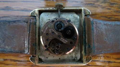 Omega De Ville watch square gold case, stainless steel back,as per photo