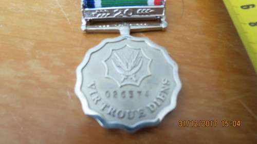 SADF Long Service Bar 20 year medal, number 026574, as per photo