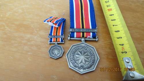 SADF medal 16542 with Peace Support Bar plus miniature.......as per photo
