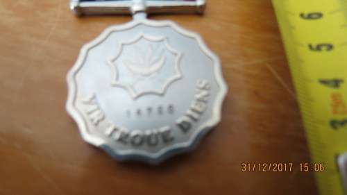 SADF Long Service Medal number 14928, as per photo