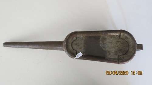 Antique railway oiling can, 44cm in length, 9cm wide, 7cm deep, as per photo