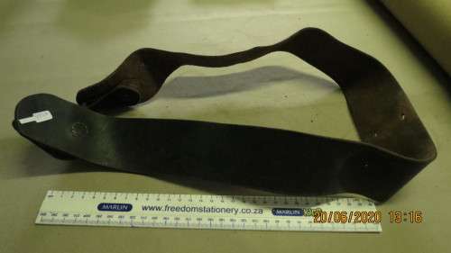 old leather strap, 92 cm long, used to hold leather bag, as per photo
