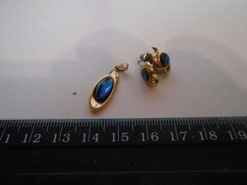 gold plated power shell earrings and pendant, as per photo
