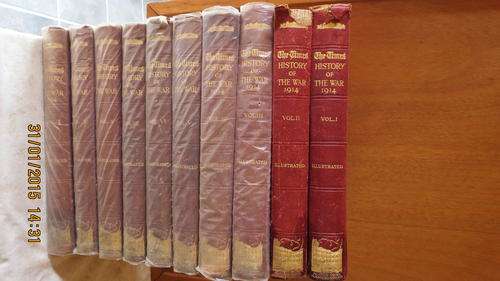 WW1, The Times History of the War 1914, set of 10 books, as per photo
