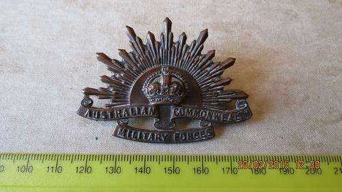 Australian Common Wealth Military Forces Badge in copper, as per photo