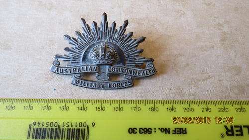 Australian Common Wealth Military Forces Badge in copper, as per photo