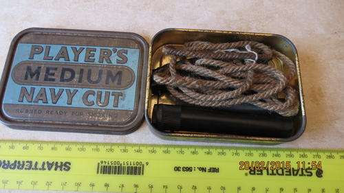 303 Rifle cleaning set and tool in players medium navy cut tin, as per photo