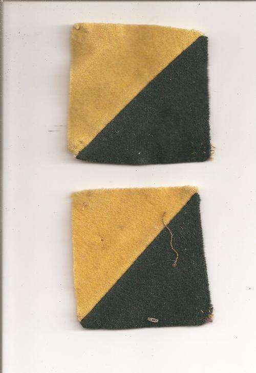 Pair of South African WW2 felt green and yellow patch, as per scan