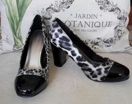 Brand new Queenspark leopard print block heel court shoes