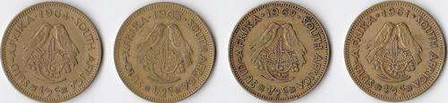 1961 to 1964 - South African 1/2 cent (4 Coins)