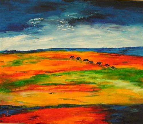 AFRICAN LANDSCAPE -painted by Laura R. Schenck - great value for money - acrylic original on canvas