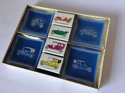 Ashtray & Matchbox Set, Vintage Cars ***Mint***