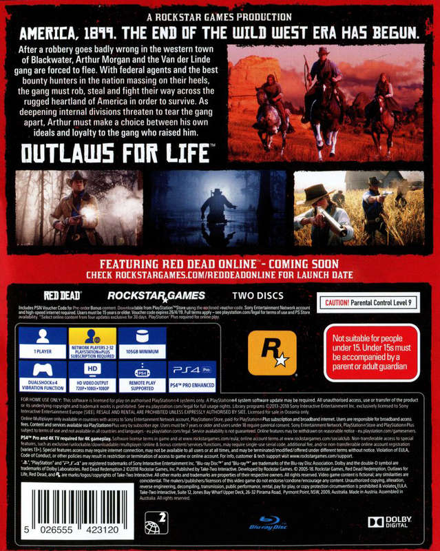 Red Dead Redemption 2 - (2 Discs) For PS4, PS4 Slim and Sony PlayStation 4 Pro Enhanced