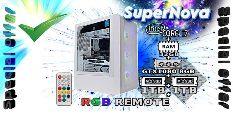 Core i7 SUPERNOVA | Nvidia | WATERCOOLED | RGB | 32GB RAM | 2 x 1TB M.2 | TRUE Gaming PC | WIN11Pro