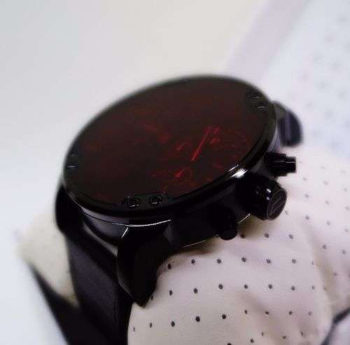 Diesel Men's Watch DZ7402 Mr. Daddy 2.0, Red Lens, Black Dial, Leather Strap