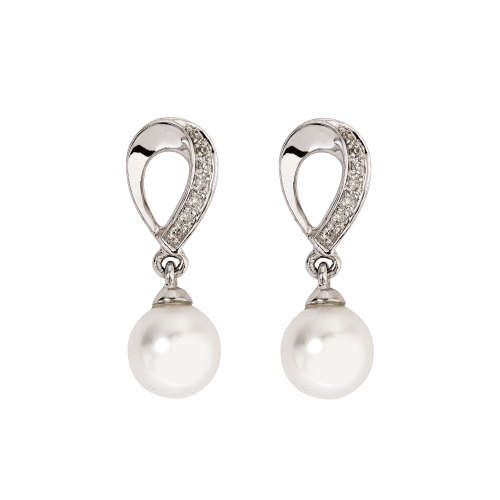 Transcendence Jewels 9kt White Gold Diamond and Pearl Earring