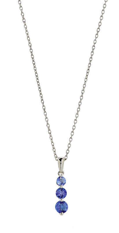 Transcendence Jewels 9kt White Gold Tanzanite Three Stone Pendant