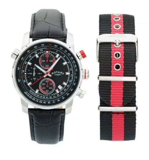 Rotary Mens Watch Interchangeable Chronograph Leather Strap