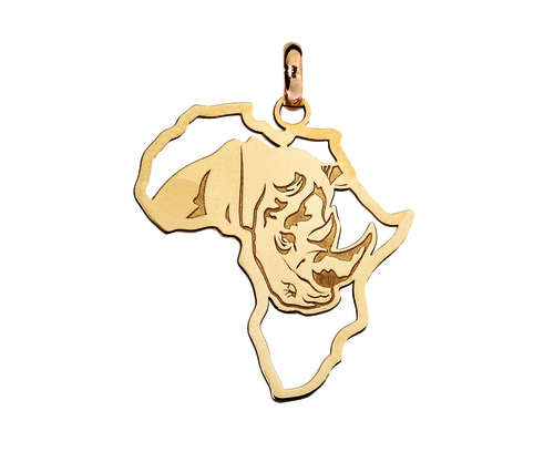 Transcendence Jewels 9kt Yellow Gold Africa Big 5 Rhino Pendant