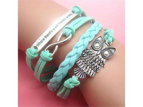 Hot Infinity Love Anchor Leather Cute Charm Bracelet plated Silver