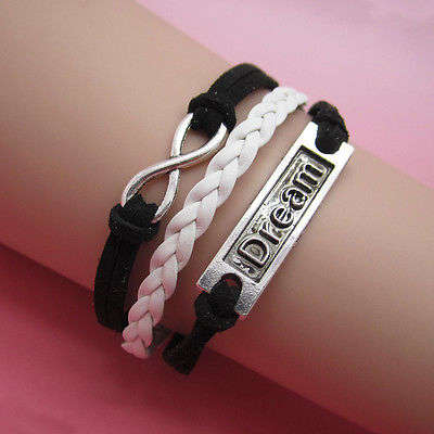 Hot!! Infinity Dream Leather Cute Charm Bracelet