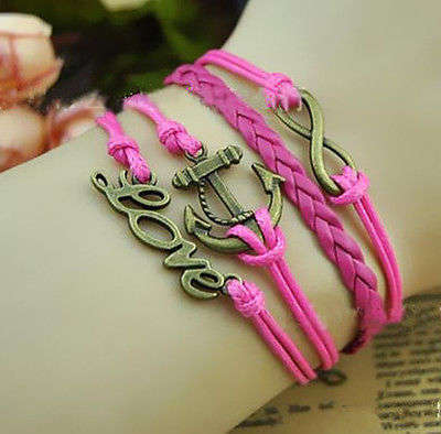 PINK Infinity Anchor charm bracelet
