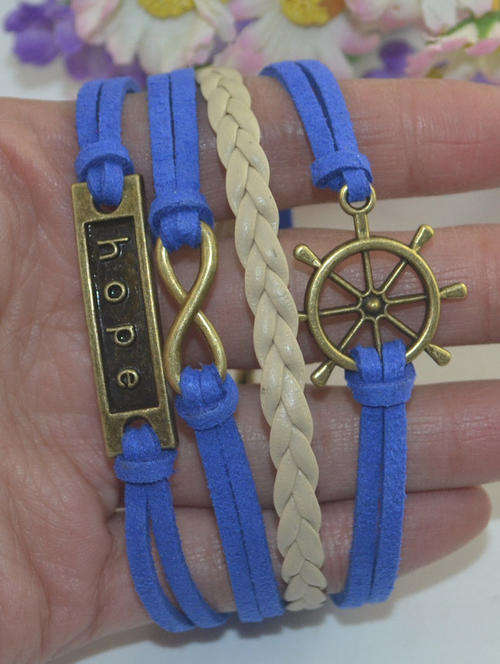 Hot! InfinityWheel of Hope Leather Cute Charm Bracelet