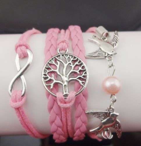 Hot! Infinity Love birds Tree of Life Bracelet