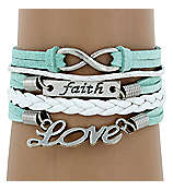 Hot! Mint Faith Love Infinity Bracelet!