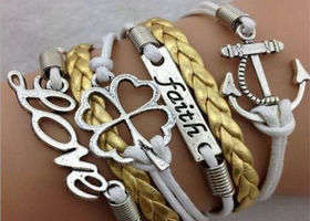 *Quick Shipping*Hot! Faith Four Leaf Clover Infinity Bracelet