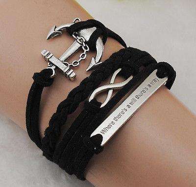 *Quick Shipping*Hot! "Where there's a will, there's a way" Infinity Bracelet