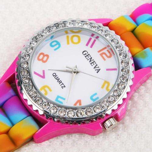 Colorful Rainbow Crystal Rhinestone Silicon Watch